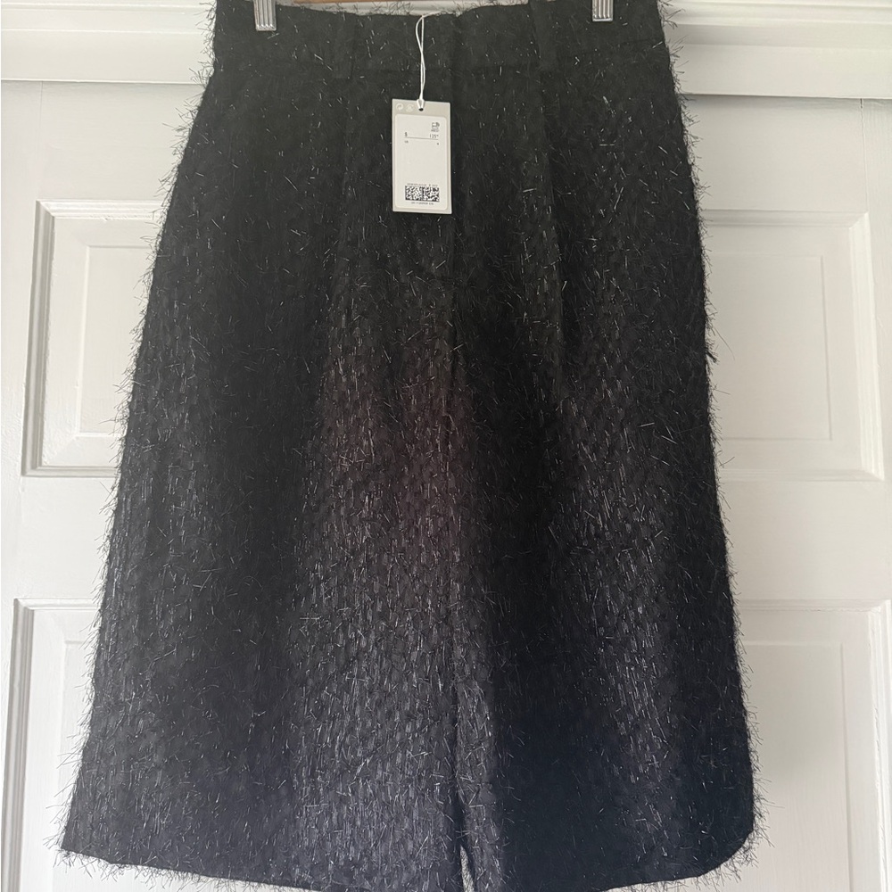 COS Black sparkly feathered Bermuda shorts